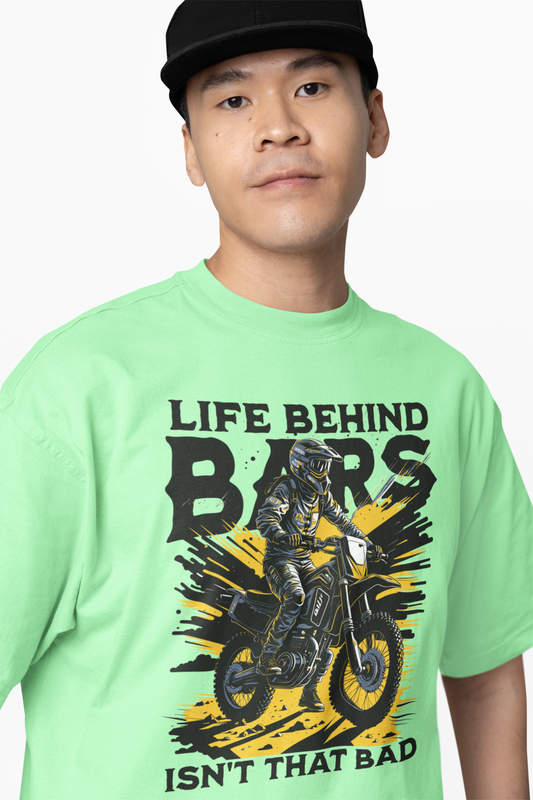 Behind Bars Oversized T-Shirt Stylish Casual Graphic Tee