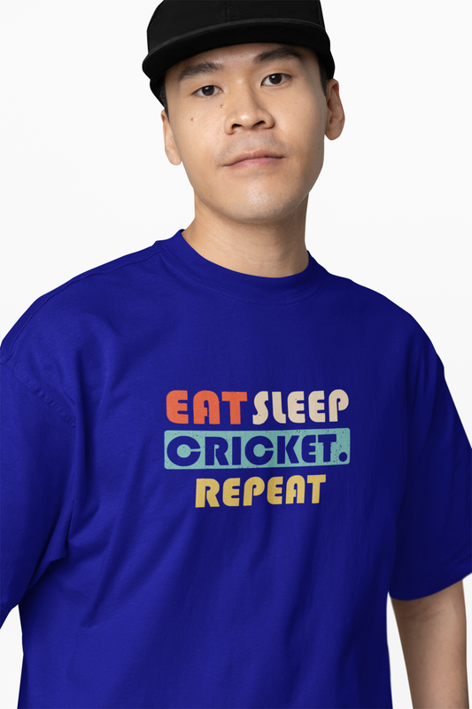 Eat, Sleep, Cricket, Repeat, Oversized T-Shirt