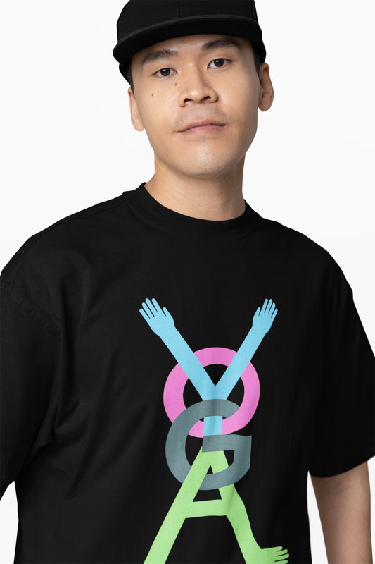 Yoga Graphic Black Oversized T-Shirt for Calm Streetwear Style