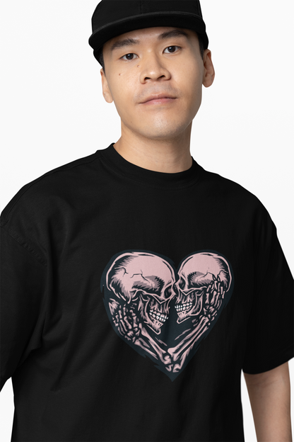 Skeleton Heart Oversized T-Shirts Unique Heart Skeleton Print