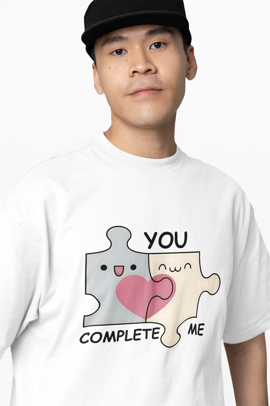 You Complete Me Oversized T-Shirt Romantic Graphic Style