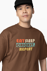 Eat, Sleep, Cricket, Repeat, Oversized T-Shirt