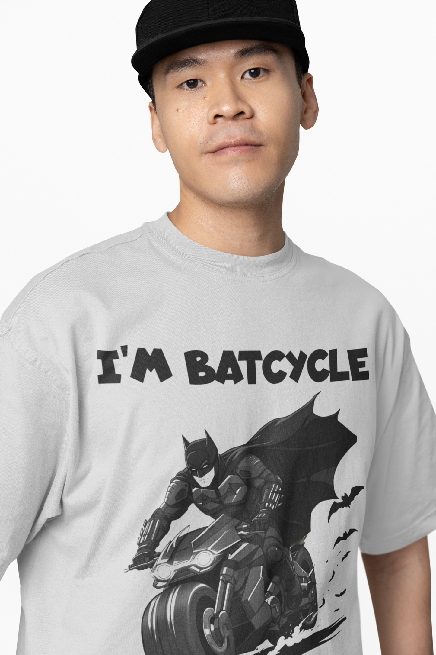I'M Batcycle T-Shirt Oversized Fit with Bold Batcycle Design