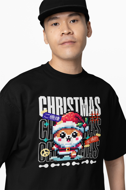Pixel Christmas Oversized T-Shirt – Trendy and Festive Design