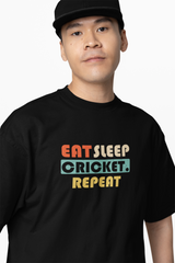 Eat, Sleep, Cricket, Repeat, Oversized T-Shirt
