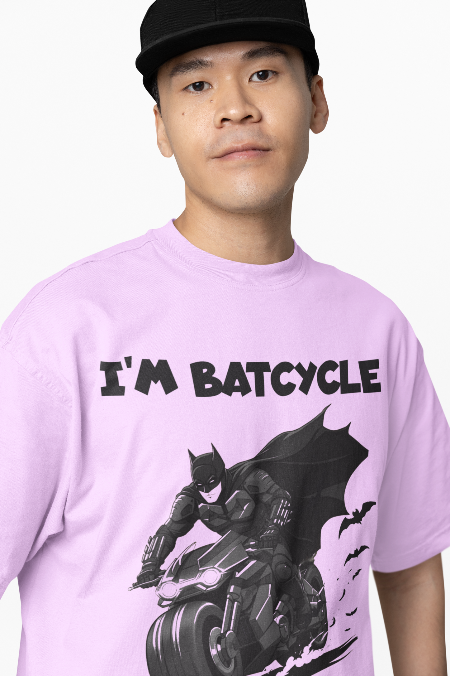 I'M Batcycle T-Shirt Oversized Fit with Bold Batcycle Design