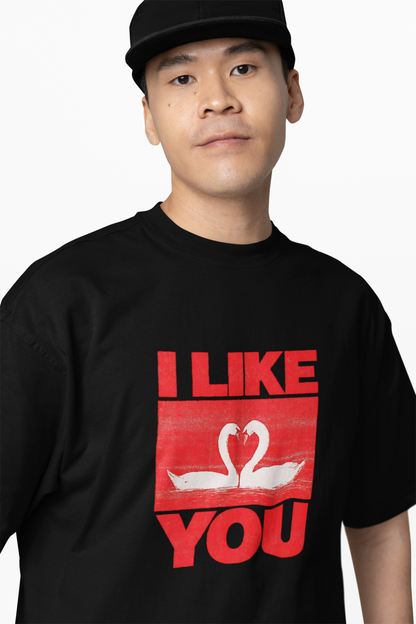 Love Bird Graphic Oversized T-Shirt for Cute Couple Look