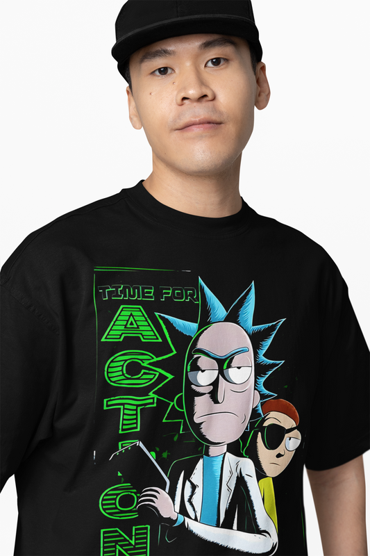 Time For Action Oversized T-Shirts Bold Streetwear Graphic Tee
