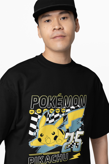 Pokemon Pikachu Oversized Black T-Shirt – Relaxed Fit Graphic