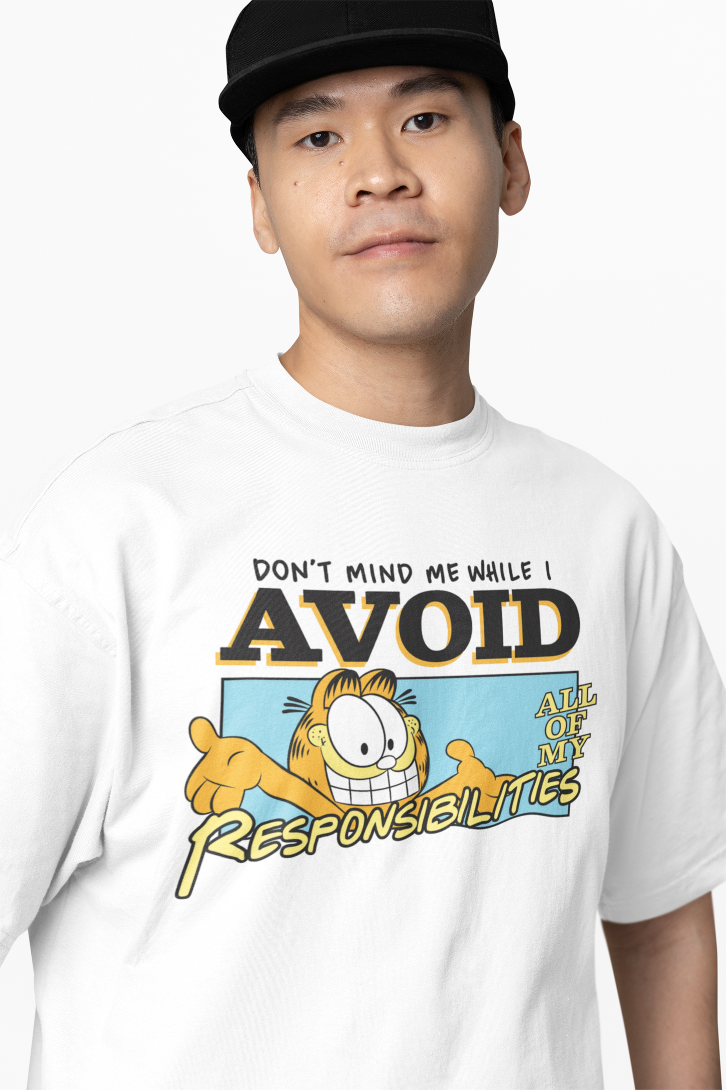 Avoid Garfield Oversized T-Shirts Funny Cartoon Style