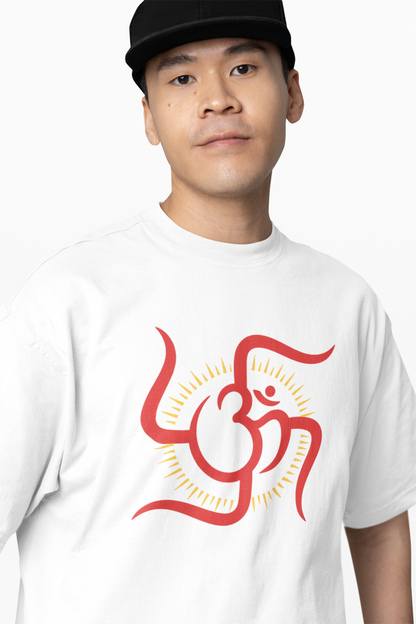 Om And Sun Oversized T-Shirts