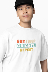 Eat, Sleep, Cricket, Repeat, Oversized T-Shirt