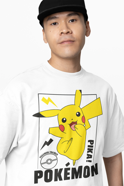 Pokemon Trainca Oversized White T-Shirt – Relaxed Fit Graphic