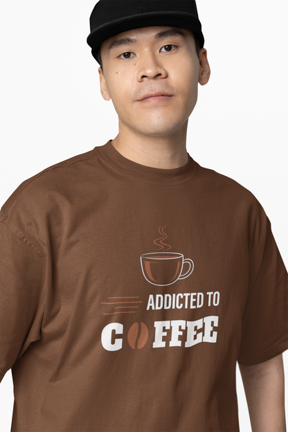 Addicted To Coffee Oversized T-Shirt Men Stylish Streetwear