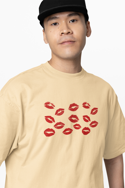 Lipstick Kisses Couple Oversized T-Shirts