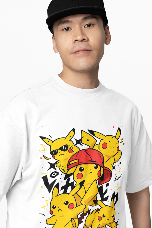Pika Pika Oversized T-Shirts Fun Electric Pokemon Streetwear