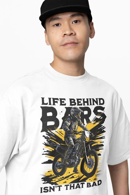 Behind Bars Oversized T-Shirt Stylish Casual Graphic Tee