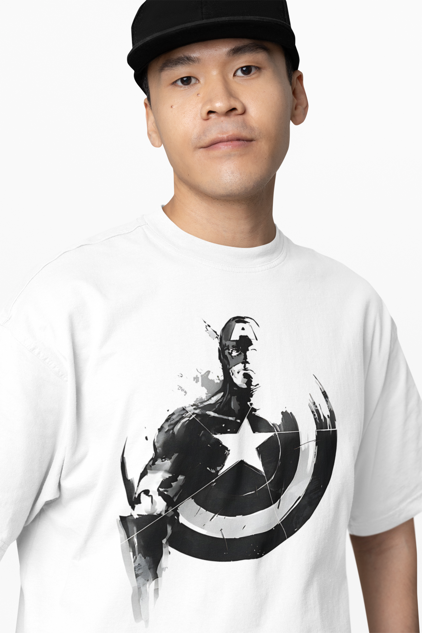 Captain Shield Oversized T-Shirt Streetwear Style Tee