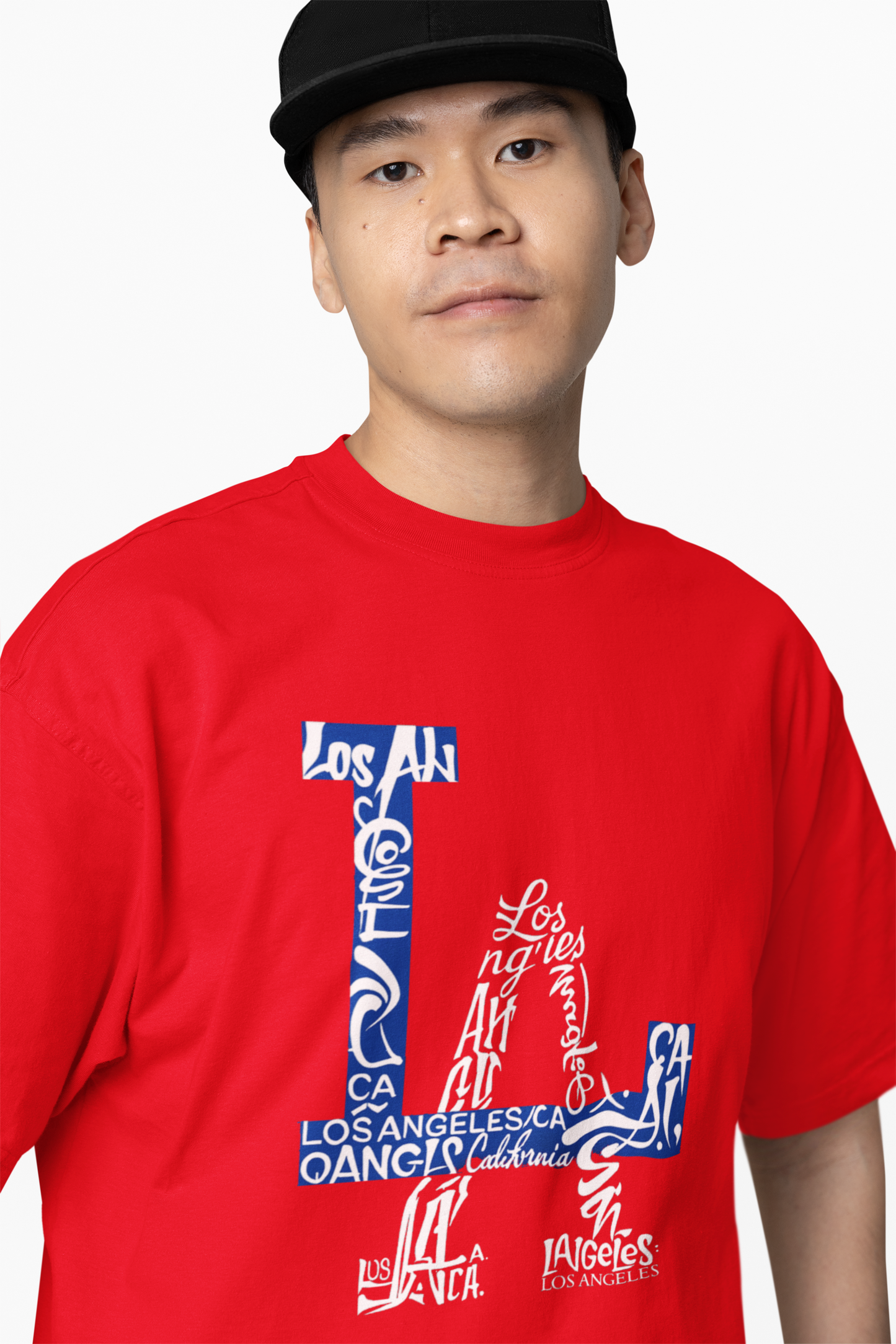 LA Red Oversized T-Shirts Stylish Casual Graphic Wear
