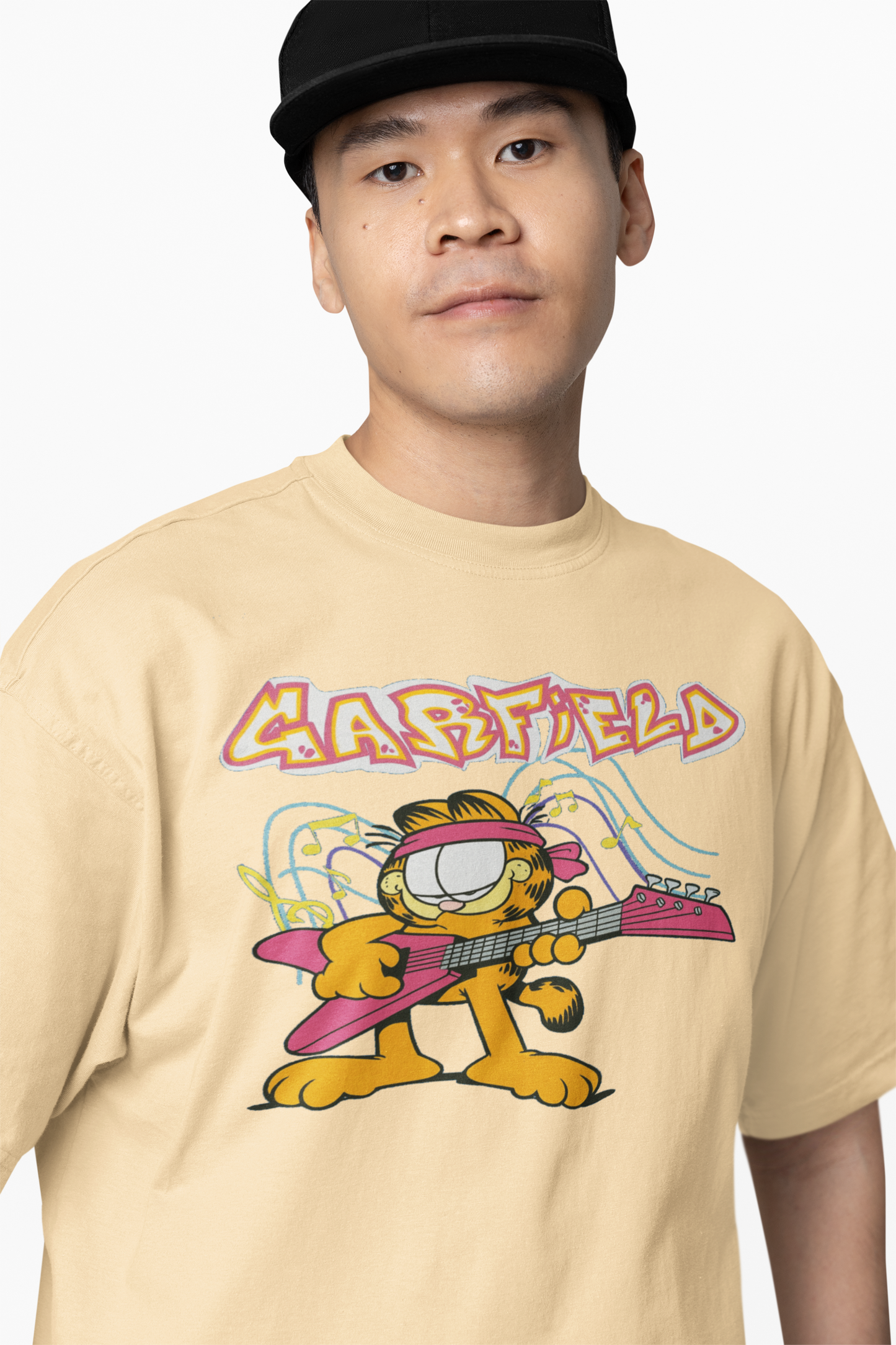 Glitter Garfield Oversized T-Shirts Fun Retro Streetwear