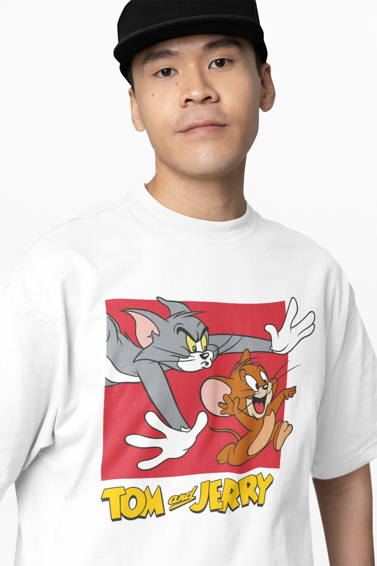 Tom And Jerry Fight White Oversized T-Shirt Premium Streetwear