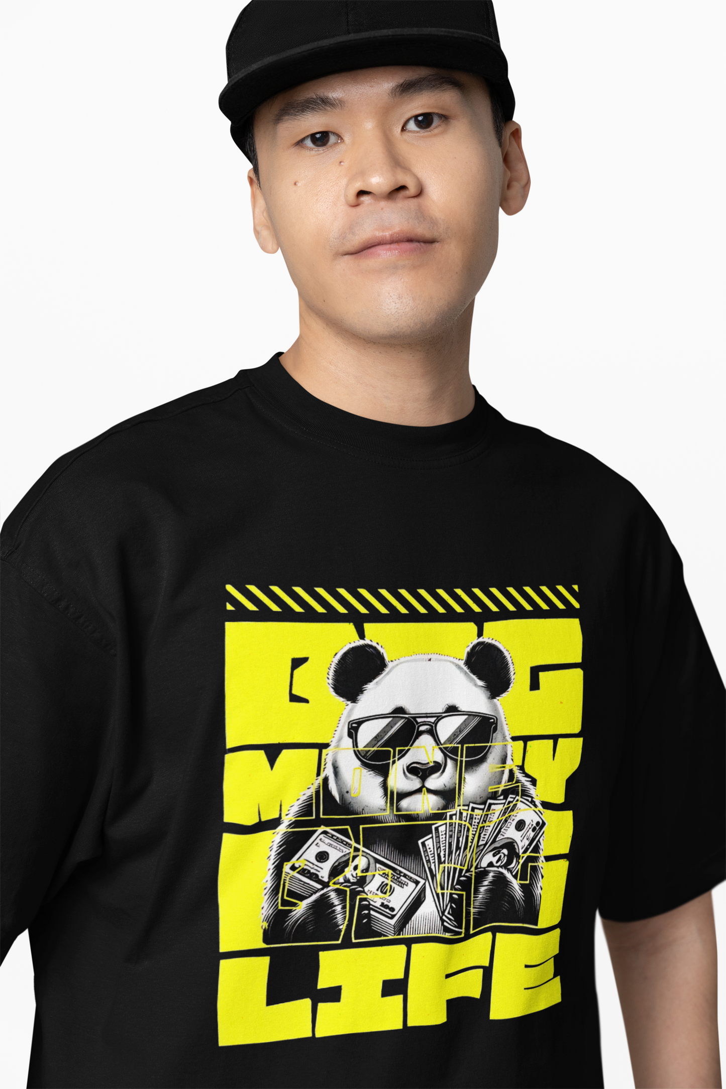 Big Life Panda Oversized T-Shirt Cute Casual Graphic Tee