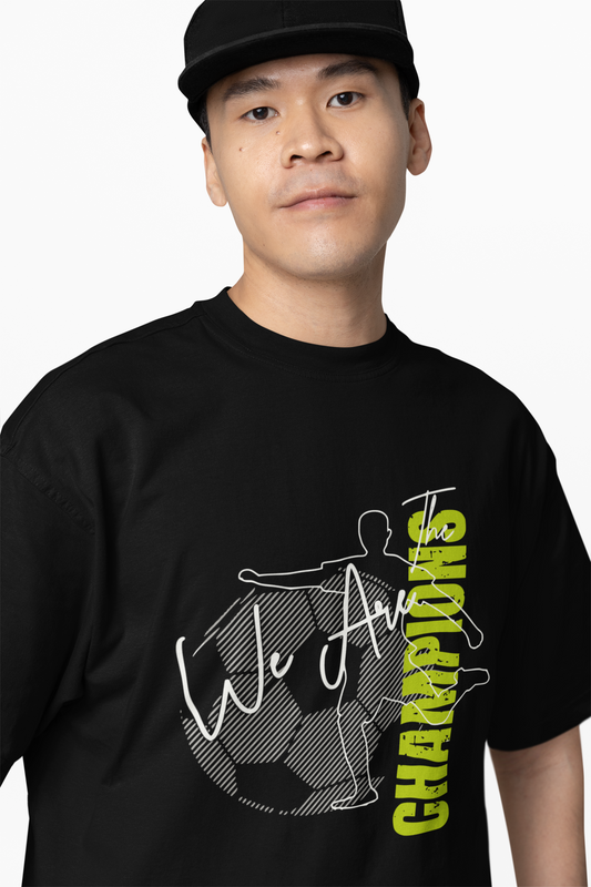 We Are Champions Black Oversized T-Shirt for Urban Looks Tees