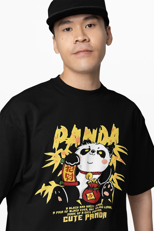 Cute Panda Oversized T-Shirt Playful Graphic Streetwear