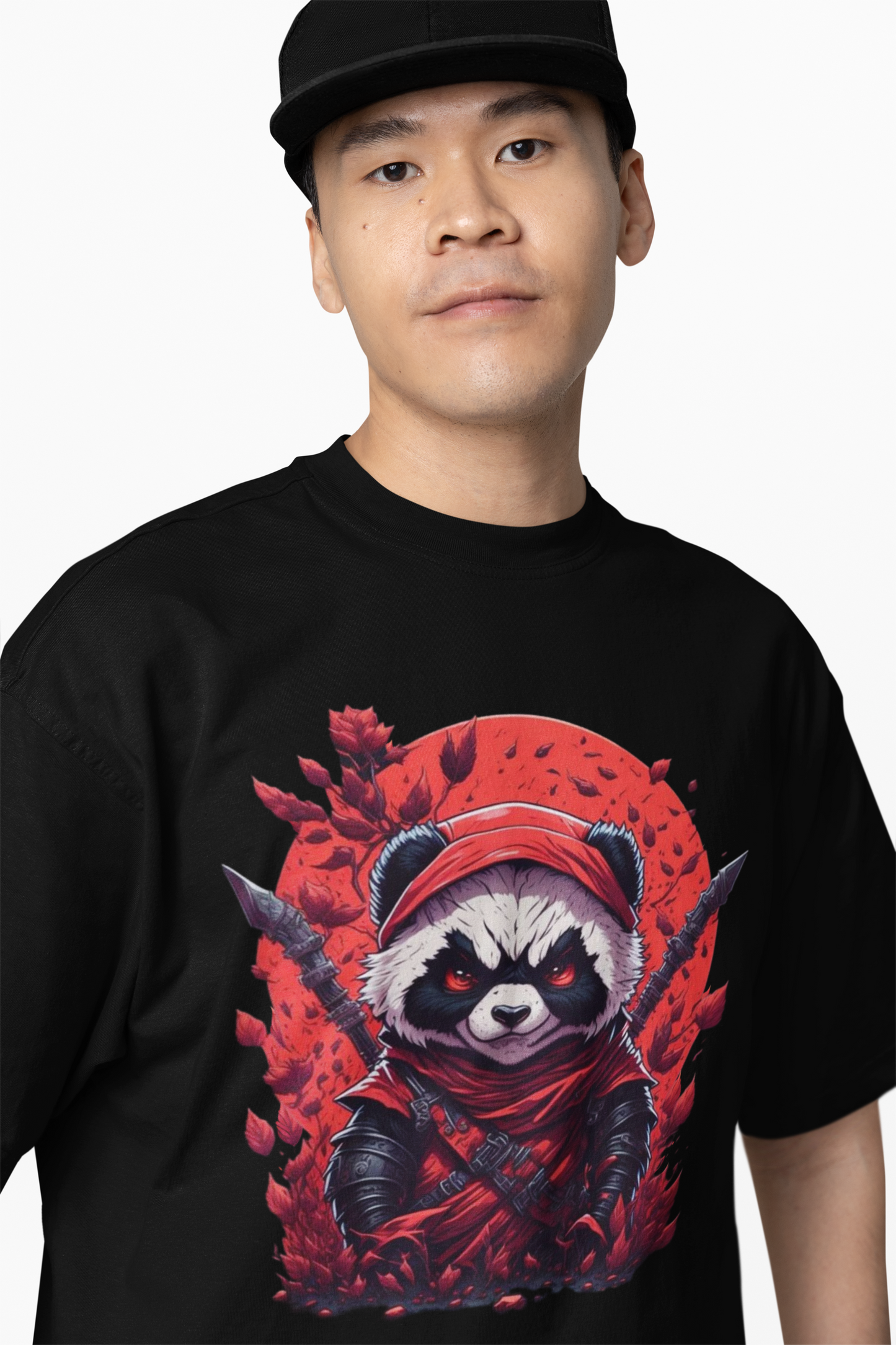 Warrior Panda Black Oversized T-Shirt Unisex Daily Tee