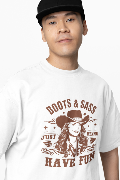 Boots & Saas Oversized T-Shirt Western Sassy Streetwear