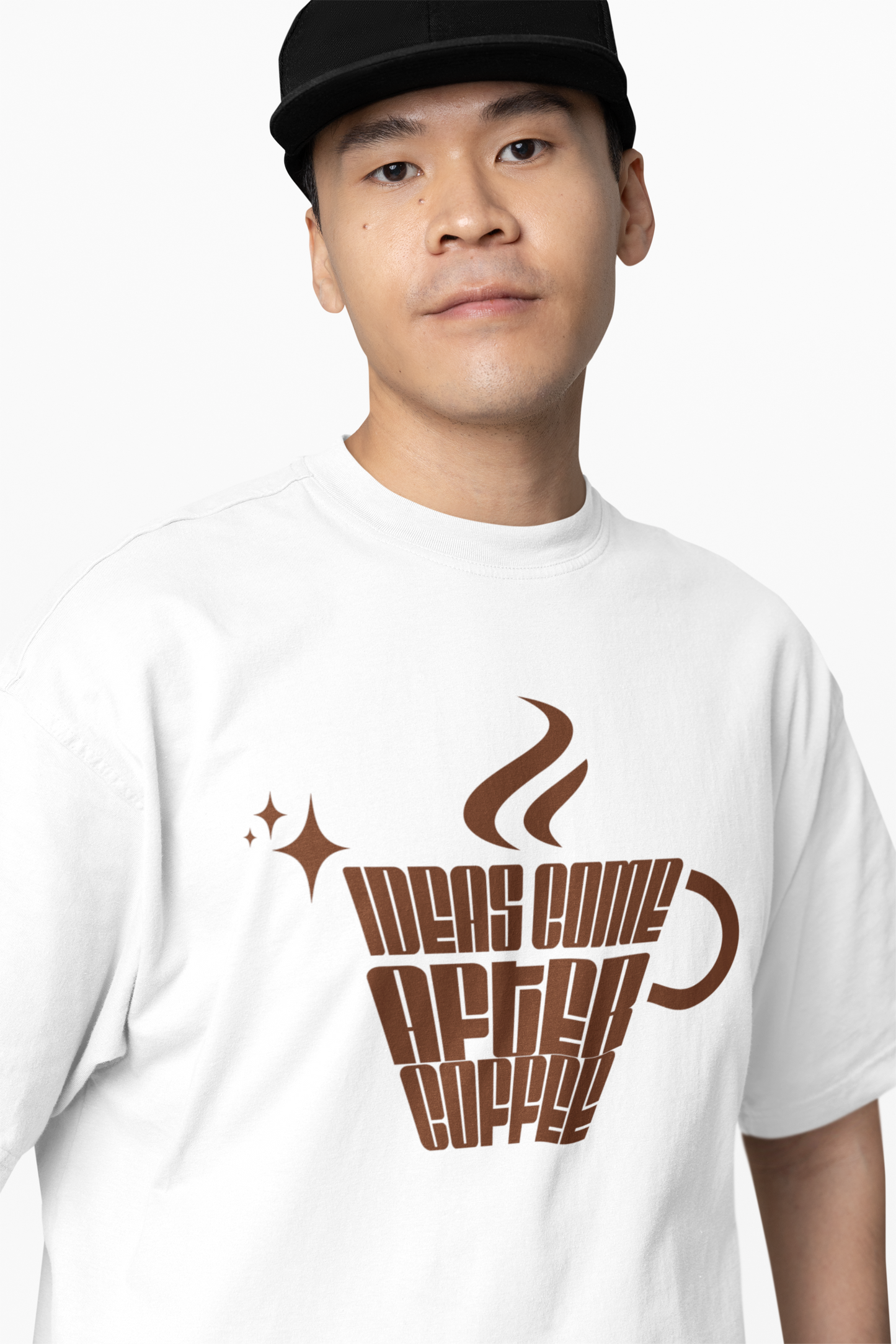Ideas Come After Coffee Oversized T-Shirt Trendy and Comfy