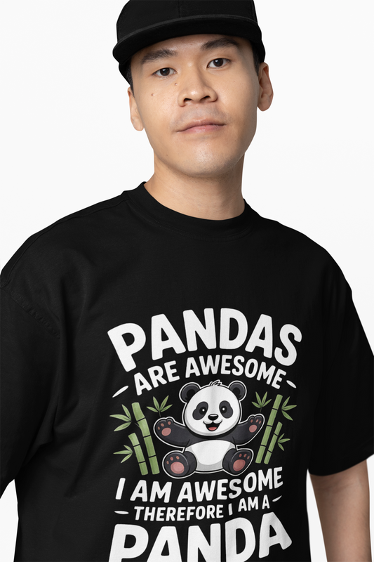 Pandas Are Awesome Oversized T-Shirt Fun Streetwear
