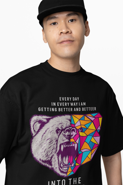 Wild Bear Black Oversized T-Shirt for Bold Streetwear Style
