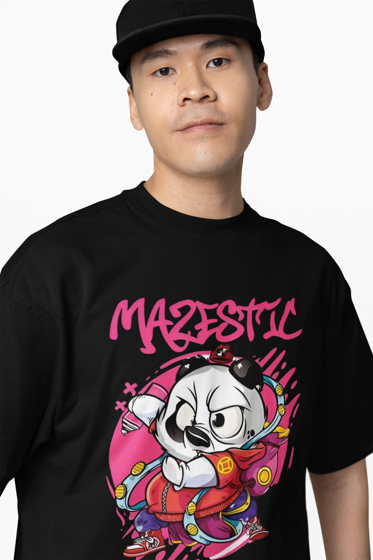 Mazestick Panda Oversized T-Shirt – Trendy Graphic Streetwear