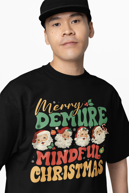 Demure Mindful Oversized T-Shirts– Embrace Minimal Calm Style.