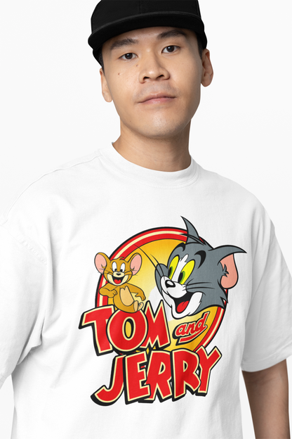 Sweet Tom And Jerry Oversized T-Shirt Cute Cartoon Style Tee