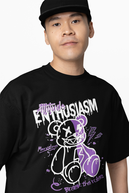 Enthusiasm Bear Oversized T Shirts Trendy Casual Wear