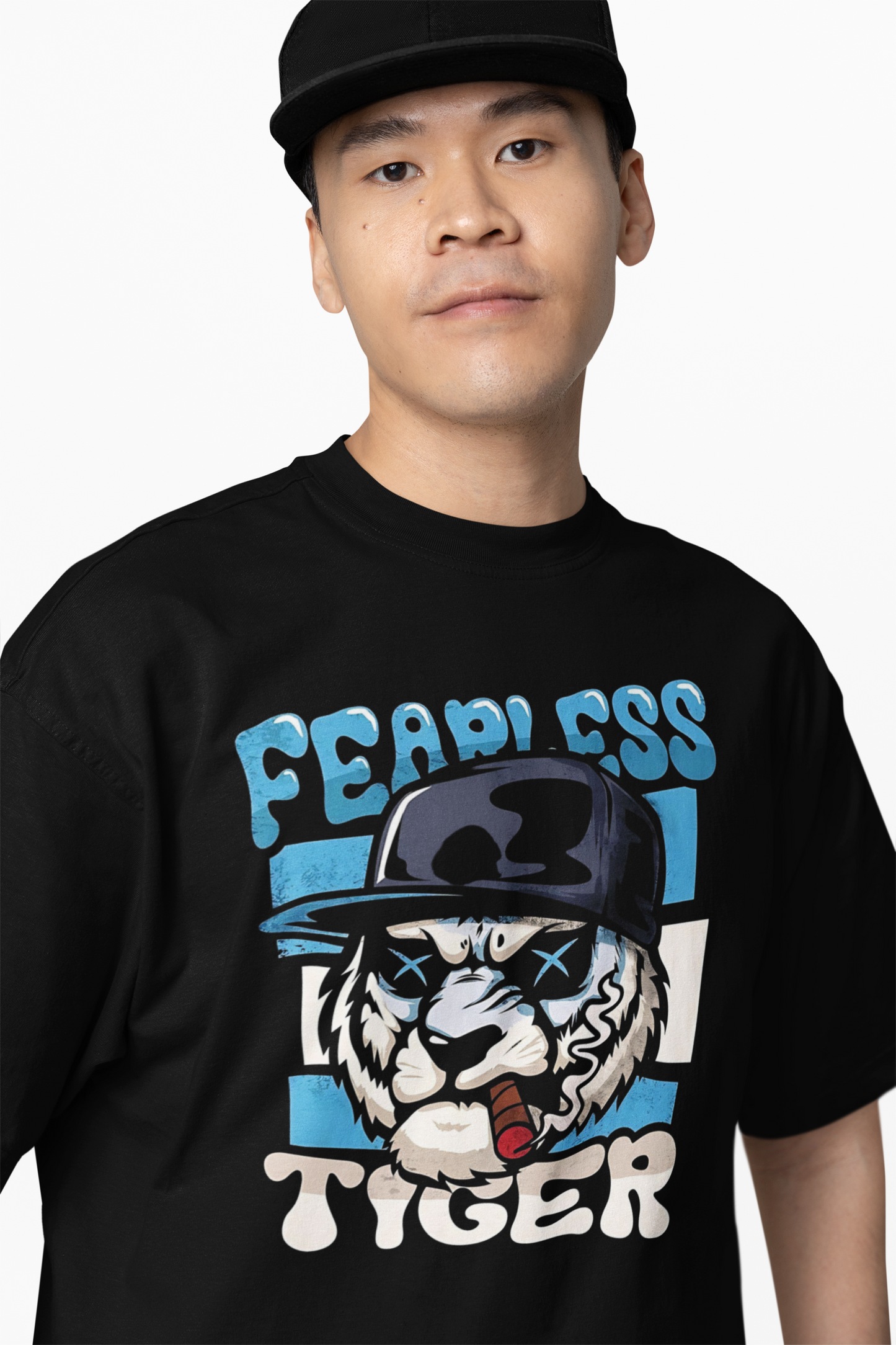 Fearless Tiger Oversized T-Shirts Bold Streetwear Graphic