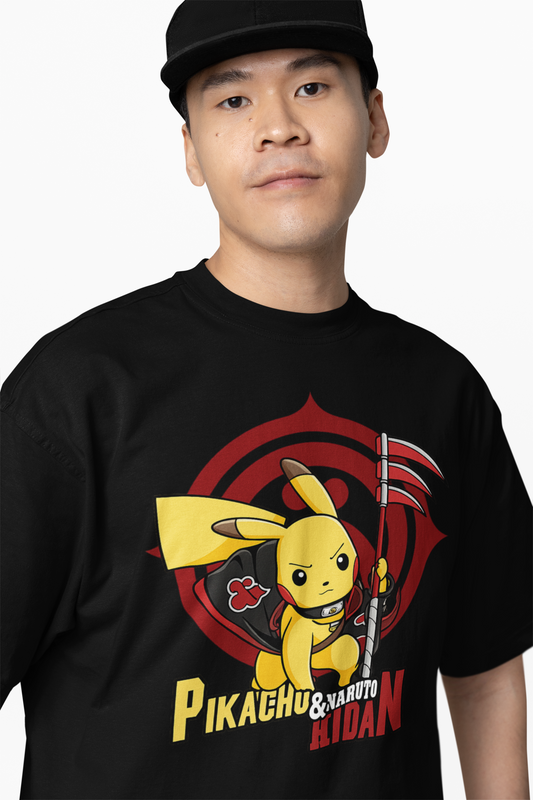 Naruto Pikachu Oversized T-Shirts Anime Fusion Streetwear