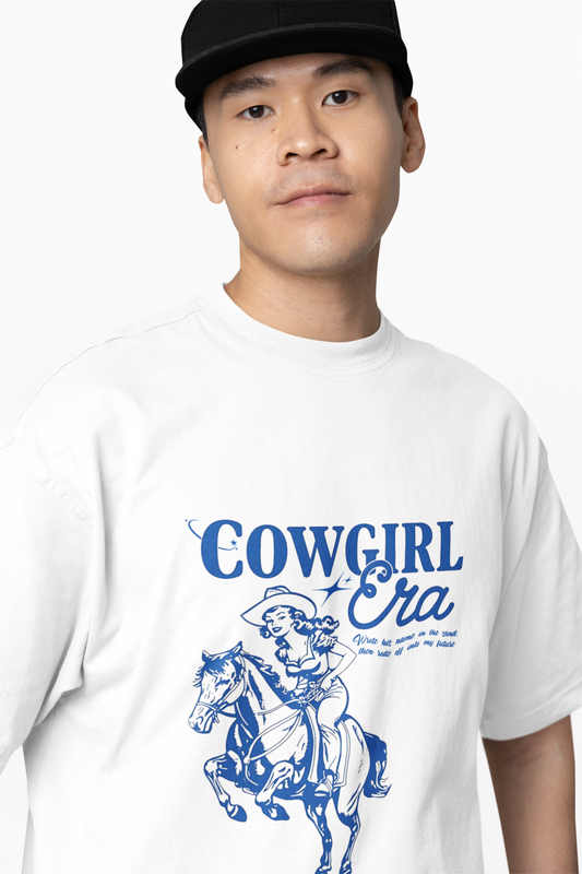 Cow Girl Era Oversized T-Shirt Stylish Western Graphic Design