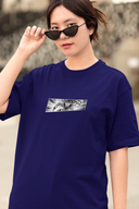 Strength Nakira Half Sleeve Navy Blue Oversized T-Shirt for Women by Hello Swanky