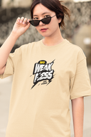 Weakness Half Sleeve Beige Oversized T-Shirt for Women by Hello Swanky