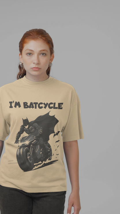 I'M Batcycle T-Shirt Oversized Fit with Bold Batcycle Design