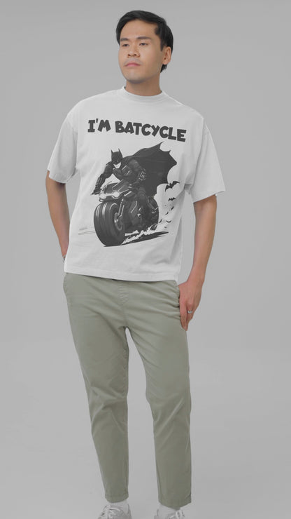 I'M Batcycle T-Shirt Oversized Fit with Bold Batcycle Design