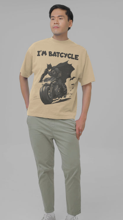 I'M Batcycle T-Shirt Oversized Fit with Bold Batcycle Design