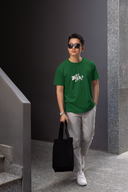 Lets Try Half Sleeve Bottle Green Round Neck T-Shirt for Men Hello Swanky