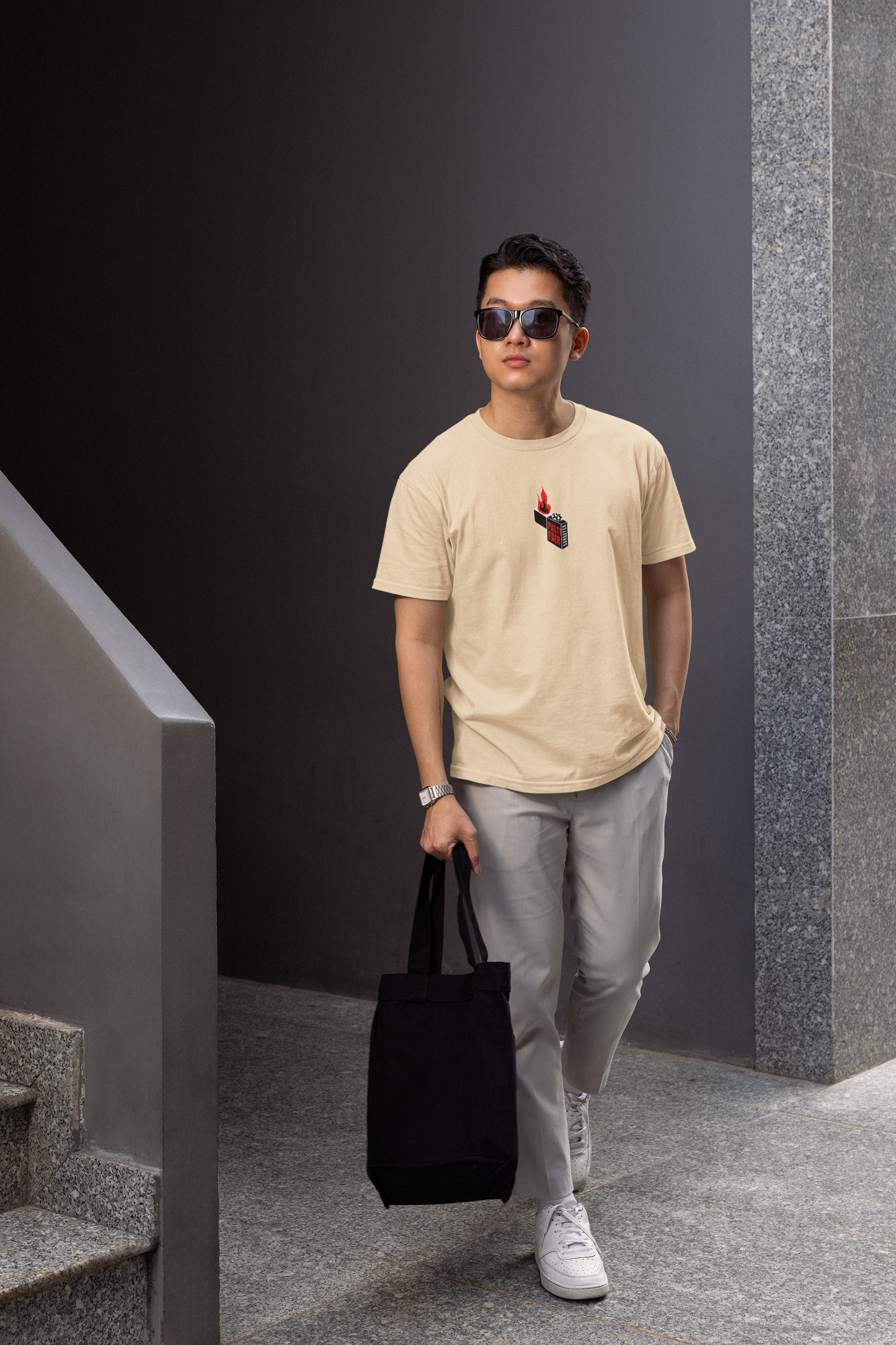 Fire Fail Half Sleeve Beige T-Shirt for Men – Casual Wear