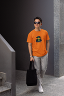 Big Foot & Alien Half Sleeve Orange Round Neck T-Shirt for Men by Hello Swanky