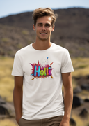 Holi Half Sleeve White Round Neck T-Shirt for Men by Hello Swanky