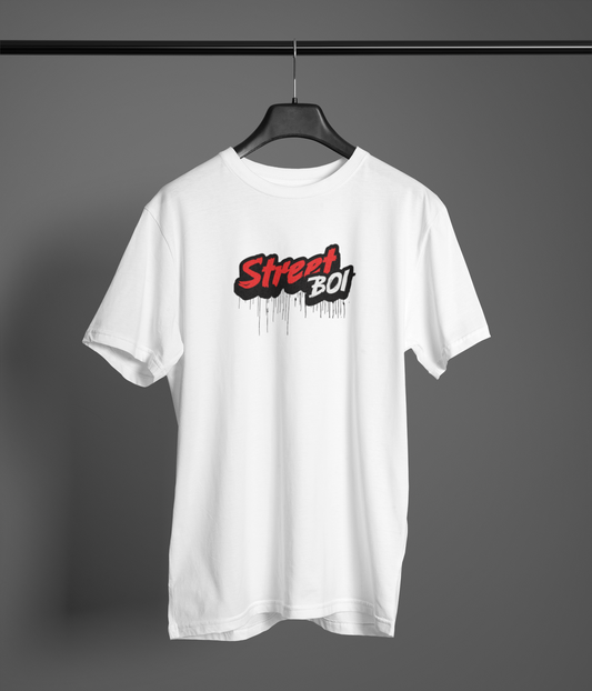 Street Boi White Half Sleeve Round Neck T-Shirt Daily Style